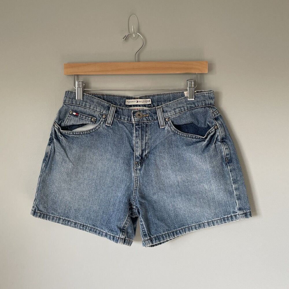 Tommy Hilfiger Vintage Boyfriend Denim Shorts 100% Cotton Blue Women's Size 8